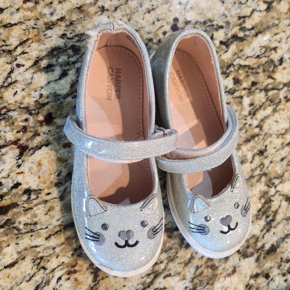 Harper Cat Glitter Kids Shoes - Silver - Picture 1 of 6